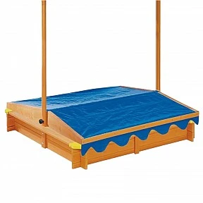 Children’s sandbox made of wood 117x117 cm, with an adjustable, waterproof canopy-cover anti-UV 30