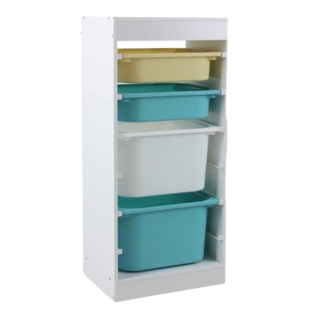 GINGER HOME Childrens Cabinet, Toy Shelf with 4 Storage Boxes, White