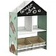 Детски Шкаф GINGER HOME, Етажерказа Играчки и Книжки  с Мече, Черна Дъска за Писане, Къщичка FOREST