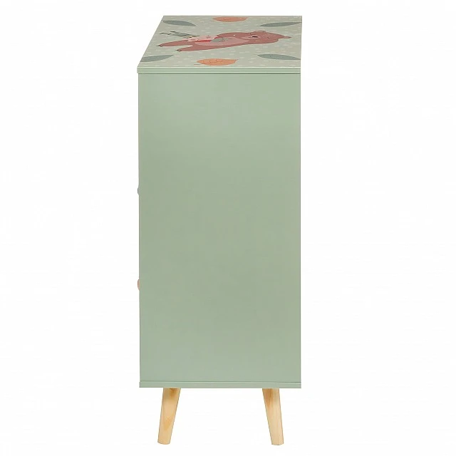 Детски Шкаф за Играчки и Дрехи GINGER HOME, Етажерка с за Детска Стая с 2 чекмеджета, Мече, FOREST