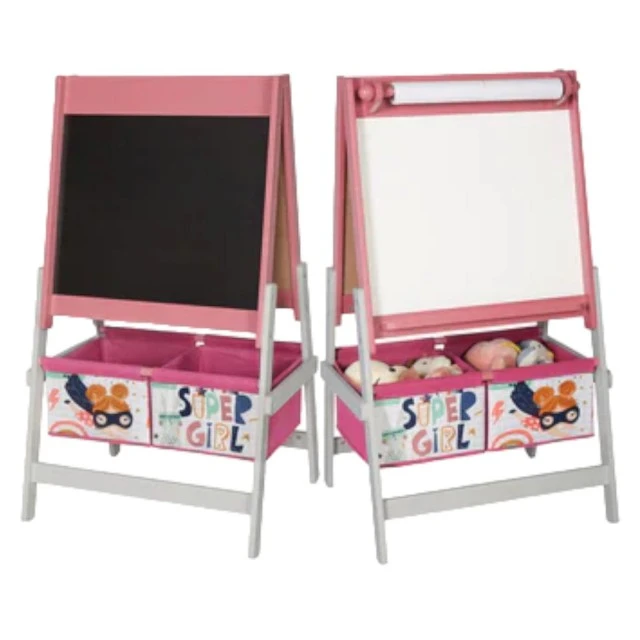 Children’s Easel for Drawing GINGER HOME 3 in 1 - Black Board, White Board, Paper Roll, SUPER GIRL