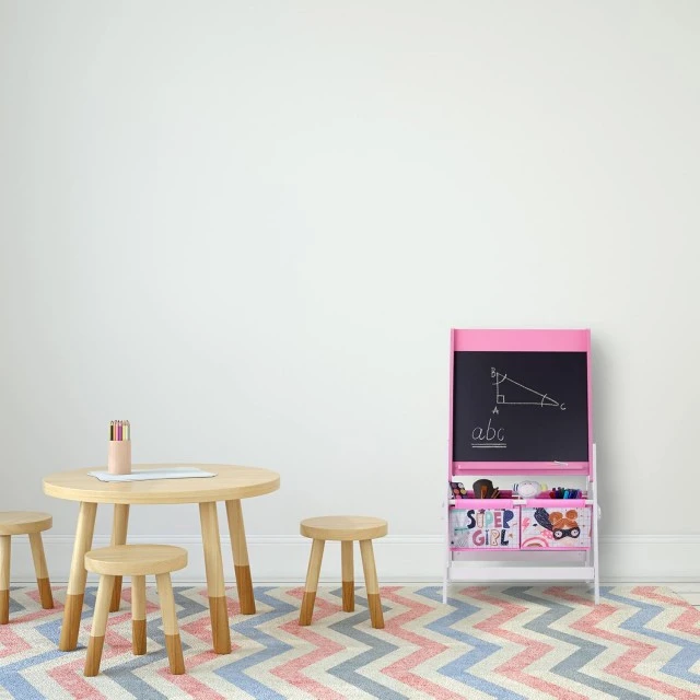 Children’s Easel for Drawing GINGER HOME 3 in 1 - Black Board, White Board, Paper Roll, SUPER GIRL