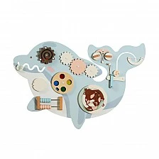Children's Wooden Activity Board GINGER HOME, Dolphin for Wall, Montessori Busyboard, 59.6x39.5 cm