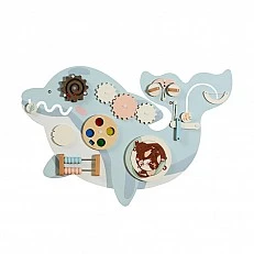 Children's Wooden Activity Board GINGER HOME, Dolphin for Wall, Montessori Busyboard, 59.6x39.5 cm