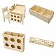 GINGER HOME Children's Wooden Desk with Adjustable Chair and Organizer, Montessori Drawing Table, Educational Set for Children, Natural Wood, 77x50x52 cm