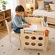GINGER HOME Children's Wooden Desk with Adjustable Chair and Organizer, Montessori Drawing Table, Educational Set for Children, Natural Wood, 77x50x52 cm