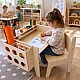 GINGER HOME Children's Wooden Desk with Adjustable Chair and Organizer, Montessori Drawing Table, Educational Set for Children, Natural Wood, 77x50x52 cm