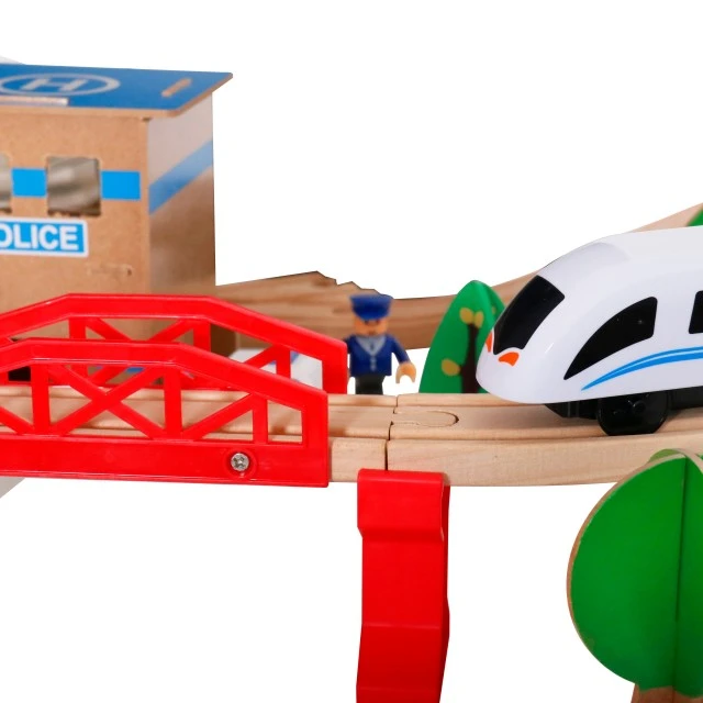 Children’s Wooden Train - Set of 88 parts with Battery Locomotive