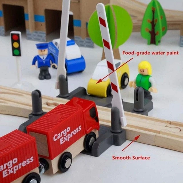 Children’s Wooden Train - Set of 88 parts with Battery Locomotive