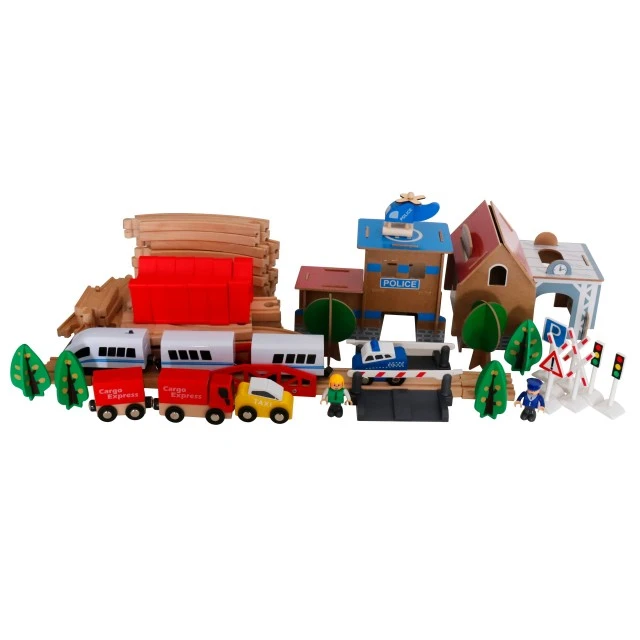 Children’s Wooden Train - Set of 88 parts with Battery Locomotive
