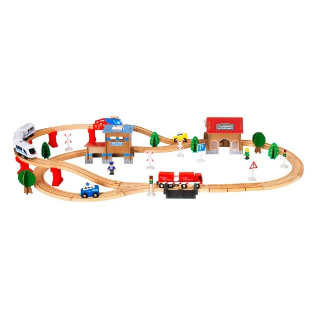 Children’s Wooden Train - Set of 88 parts with Battery Locomotive