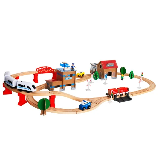 Children’s Wooden Train - Set of 88 parts with Battery Locomotive