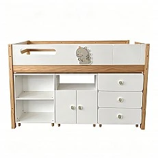 Children's Combined Bed GINGER HOME DINO with Shelves, Wardrobe, Chest of Drawers and Mattress Frame, 90x200 cm