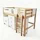 Children's Combined Bed GINGER HOME DINO with Shelves, Wardrobe, Chest of Drawers and Mattress Frame, 90x200 cm