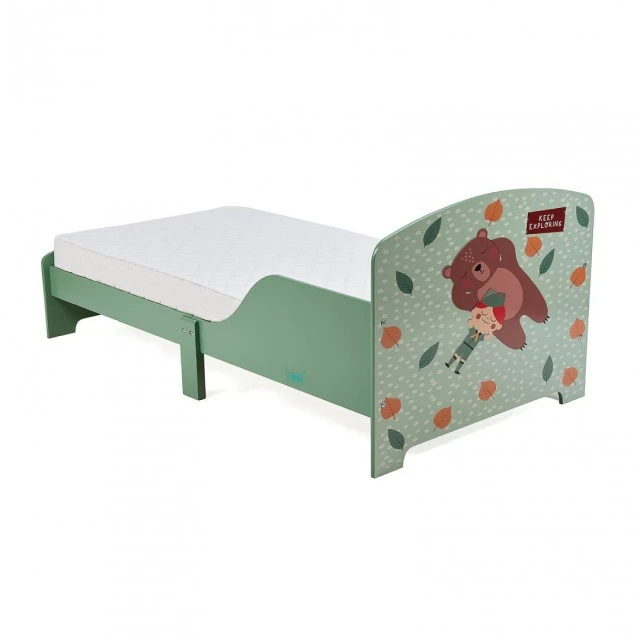 Children’s bed GINGER HOME, fall protection, wooden, bed base 70 x 140 cm, FOREST