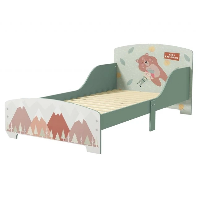 Children’s bed GINGER HOME, fall protection, wooden, bed base 70 x 140 cm, FOREST