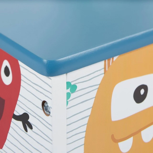 Children’s Chair-Stepladder, made of Wood, with 2 Steps, Storage Space, Carrying Handle - MONSTER