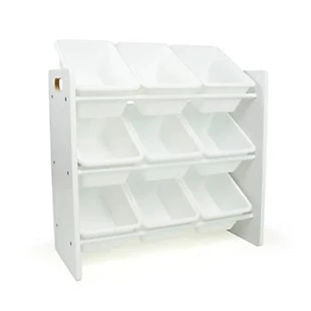 Shelf with 9 Storage Boxes, Section for Children’s Room, Organizer for Toys and Books Made of Wood - WHITE