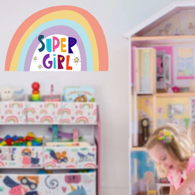 Set of 2 SUPER GIRL stickers for decorating a children’s room, wall, window, furniture