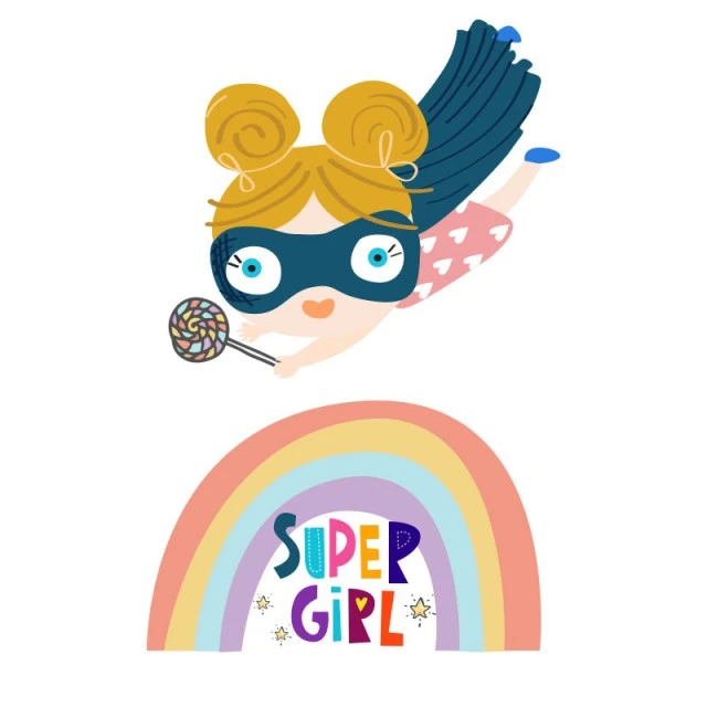 Set of 2 SUPER GIRL stickers for decorating a children’s room, wall, window, furniture