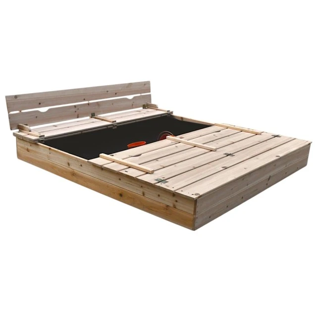 Large Children's Sandbox with Benches and Folding Lid GINGER HOME 157x157x21cm, Wooden