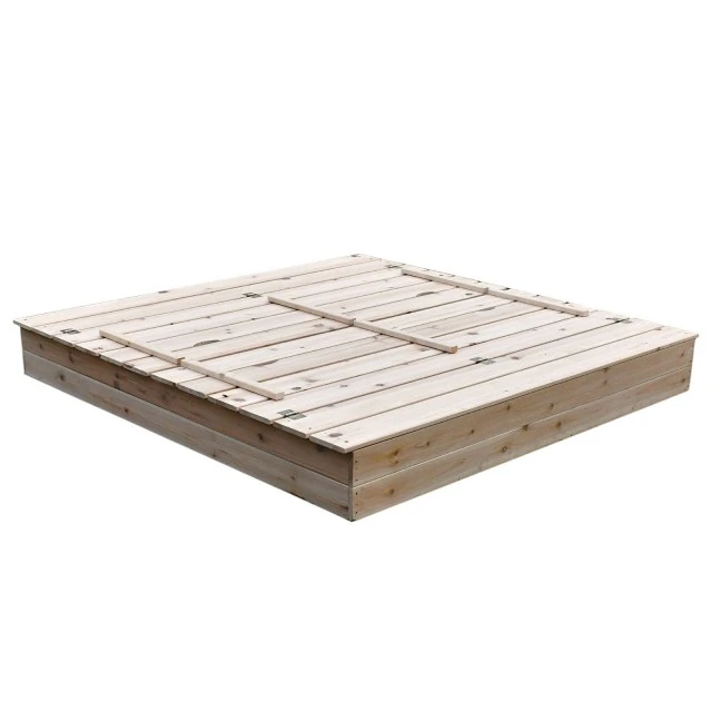 Large Children's Sandbox with Benches and Folding Lid GINGER HOME 157x157x21cm, Wooden