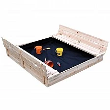 Large Children's Sandbox with Benches and Folding Lid GINGER HOME 157x157x21cm, Wooden