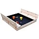 Голям Детски Пясъчник с Пейки и Сгъваем Капак GINGER HOME 157x157x21см, Дървен