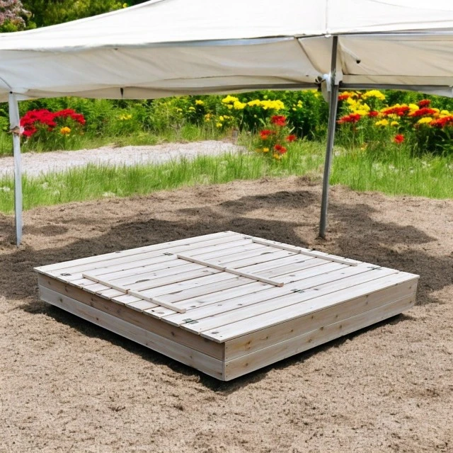 Large Children's Sandbox with Benches and Folding Lid GINGER HOME 157x157x21cm, Wooden