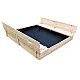 Голям Детски Пясъчник с Пейки и Сгъваем Капак GINGER HOME 157x157x21см, Дървен