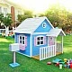 Голяма Дървена Детска Къща с Веранда GINGER HOME, 194x229x210 см, за Игри и Забавления на Открито