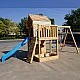 Голяма Детска Дървена Къщичка GINGER HOME за Двор с Пързалка, 2 Люлки, Катерушка и Пясъчник – 250×150×267 см