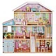 Large Children's Wooden Dollhouse GINGER HOME Grand Villa, 4 Floors, 28 Furniture and Accessories, Multiple Furnished Rooms, Open Design, 119x31.5x122.5 cm