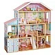 Large Children's Wooden Dollhouse GINGER HOME Grand Villa, 4 Floors, 28 Furniture and Accessories, Multiple Furnished Rooms, Open Design, 119x31.5x122.5 cm