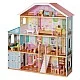 Large Children's Wooden Dollhouse GINGER HOME Grand Villa, 4 Floors, 28 Furniture and Accessories, Multiple Furnished Rooms, Open Design, 119x31.5x122.5 cm
