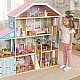 Large Children's Wooden Dollhouse GINGER HOME Grand Villa, 4 Floors, 28 Furniture and Accessories, Multiple Furnished Rooms, Open Design, 119x31.5x122.5 cm