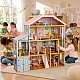 Large Children's Wooden Dollhouse GINGER HOME Grand Villa, 4 Floors, 28 Furniture and Accessories, Multiple Furnished Rooms, Open Design, 119x31.5x122.5 cm