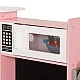 Large Children's Wooden Kitchen GINGER HOME, Corner with Sink with Running Water, Sound and Light, Refrigerator, Microwave, Washing Machine, Window, Curtains and Accessories, 134x80x99 cm