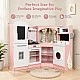 Large Children's Wooden Kitchen GINGER HOME, Corner with Sink with Running Water, Sound and Light, Refrigerator, Microwave, Washing Machine, Window, Curtains and Accessories, 134x80x99 cm