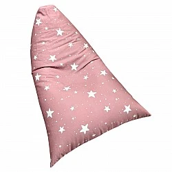 Children's Pouf Lounger GINGER HOME Little Stars, 100% Cotton, Pink Barbaron with Stars, 127x81x76 cm