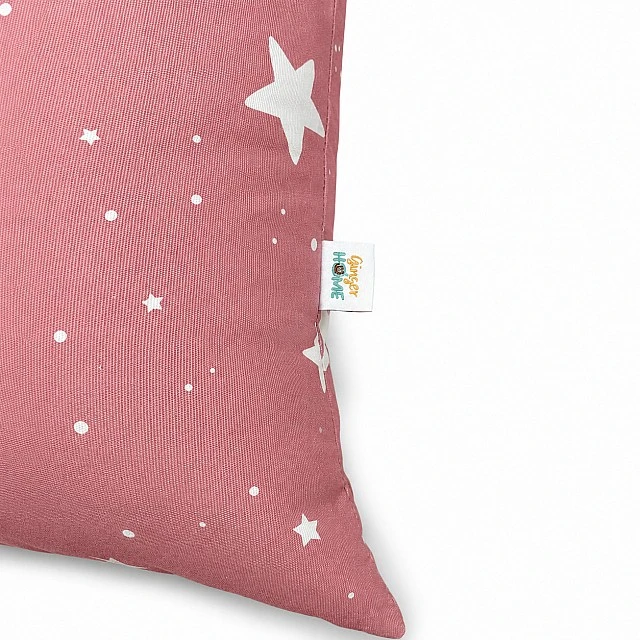 Children's Pouf Lounger GINGER HOME Little Stars, 100% Cotton, Pink Barbaron with Stars, 127x81x76 cm