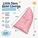 Children's Pouf Lounger GINGER HOME Little Stars, 100% Cotton, Pink Barbaron with Stars, 127x81x76 cm