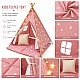 Children's Cotton Tent GINGER HOME Little Stars, Tipi, Pink with Stars, 100% Cotton, with Soft Pad with Filling, Pillow and LED Lights, 120x120x160 cm
