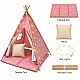 Children's Cotton Tent GINGER HOME Little Stars, Tipi, Pink with Stars, 100% Cotton, with Soft Pad with Filling, Pillow and LED Lights, 120x120x160 cm