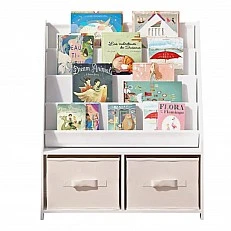 Children's Wooden Organizer with Bookshelf and Toy Storage Boxes