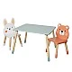 Children's Wooden Table with 2 Chairs GINGER HOME – Bear and Bunny, Play and Learning Set
