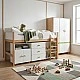 GINGER HOME DINO Children's Room Furniture Set with Combined Bed 90x200 cm, Wardrobe, Cabinets, Chest of Drawers, Shelves and Mattress Frame, White, Green and Natural Wood