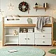 GINGER HOME DINO Children's Room Furniture Set with Combined Bed 90x200 cm, Wardrobe, Cabinets, Chest of Drawers, Shelves and Mattress Frame, White, Green and Natural Wood