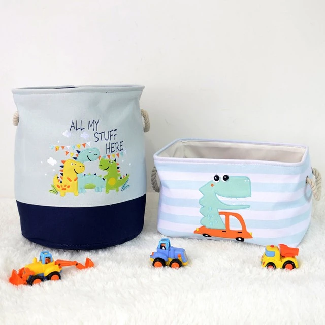 Storage Box for Toys, Clothes, Cosmetics, Foldable, with Convenient Handles, for Children’s Room, Bedroom, Living Room - Dinosaur