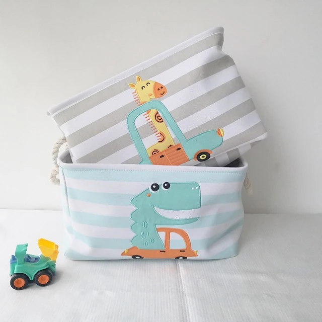 Storage Box for Toys, Clothes, Cosmetics, Foldable, with Convenient Handles, for Children’s Room, Bedroom, Living Room - Dinosaur